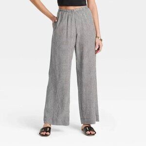 Gingham Wide Leg Pants